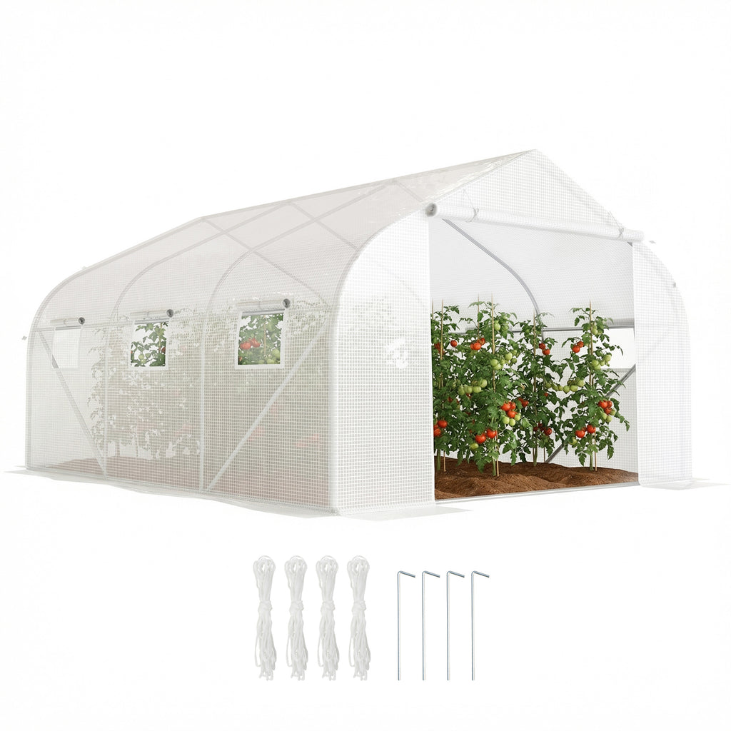 11.5'x9.8'x6.6' Portable Walk-In Tunnel Greenhouse Garden Warm House - White
