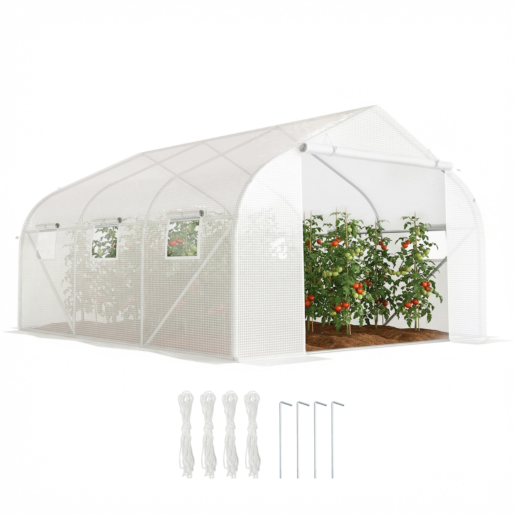 11.5'x9.8'x6.6' Portable Walk-In Tunnel Greenhouse Garden Warm House - White