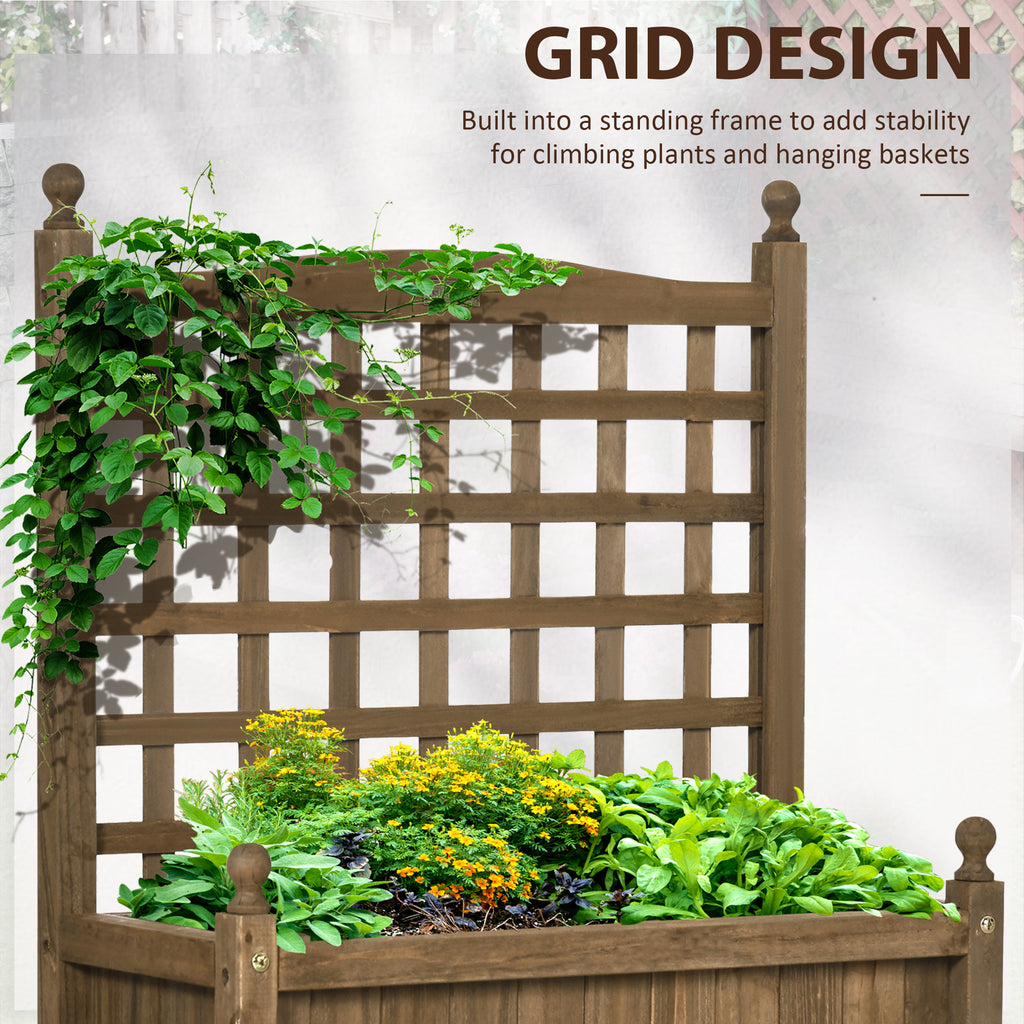 Garden Planter with Trellis for Climbing Vines, Wood Raised Garden Bed, Planter Box for Garden, Indoor Outdoor, Coffee