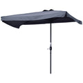 7.5ft Half Umbrella Semi Patio Parasol with Crank Handle, Top Vent for Garden, Balcony- NO BASE INCLUDED, Grey