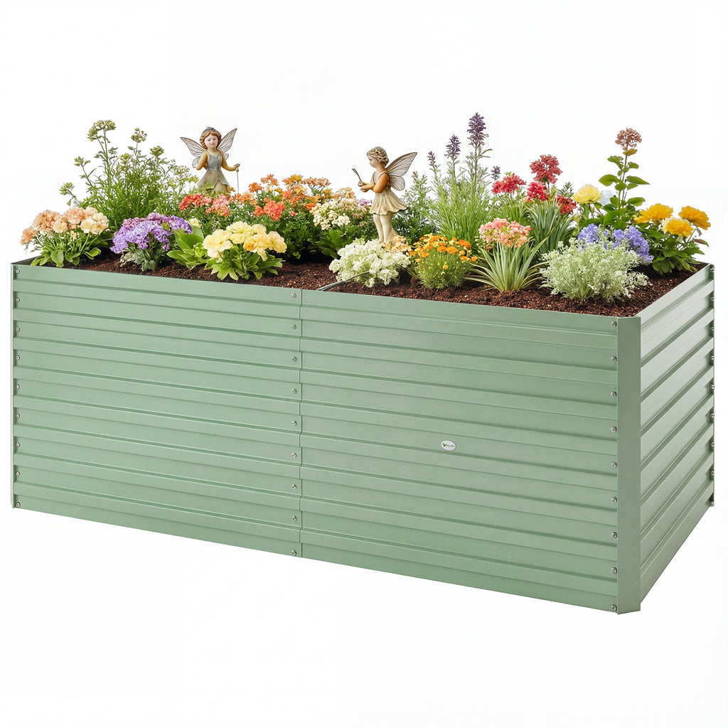 5' x 3' x 2' Raised Garden Bed, Galvanized Planter Box for Growing Flowers, Herbs and Vegetables, Light Green