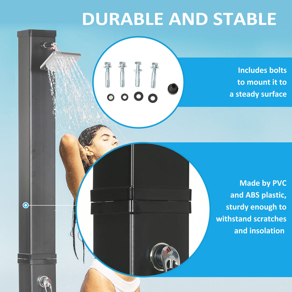 10.6 Gallons Solar Heated Shower with Free-Rotating Shower Head, Temperature Adjustment & Foot Shower