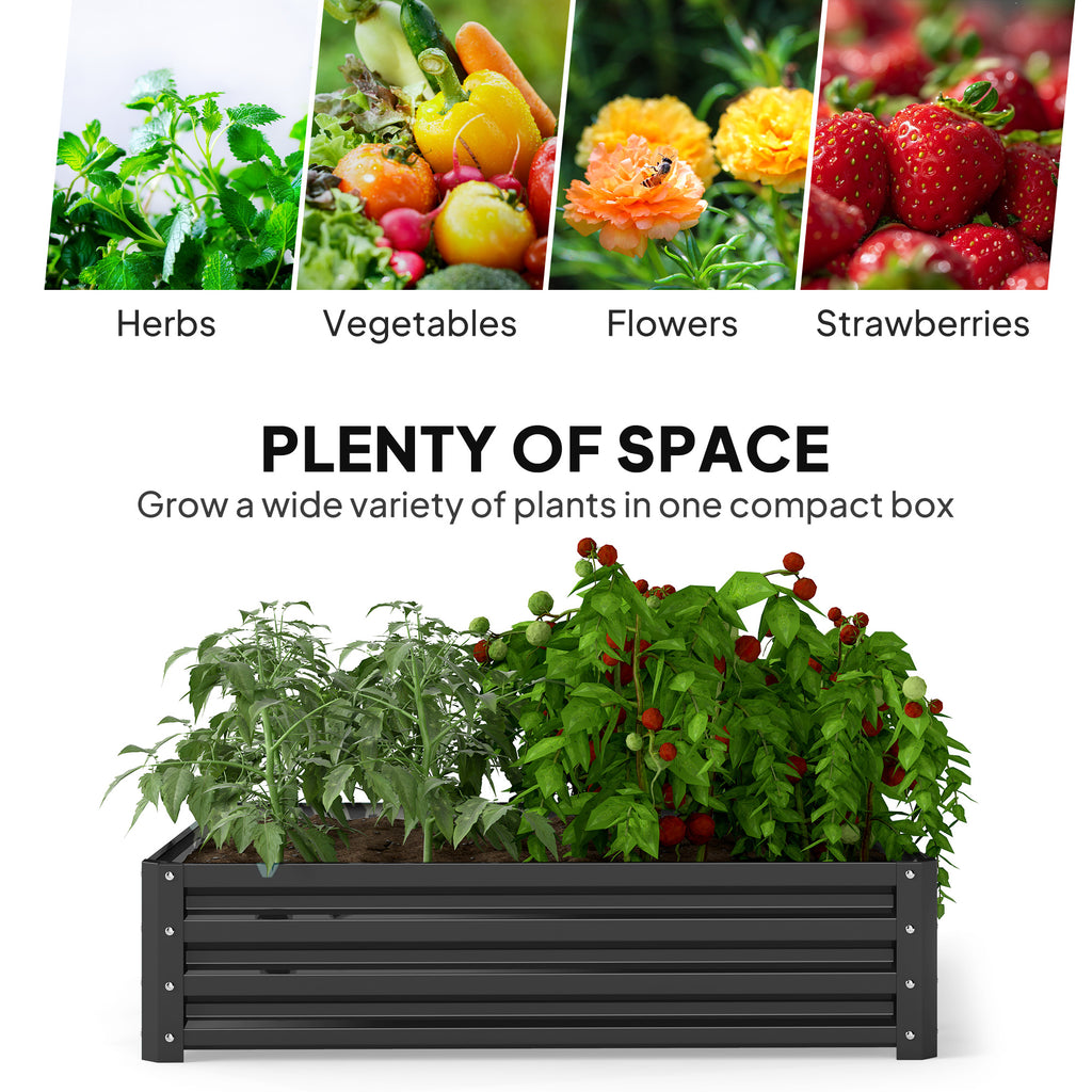 4' x 4' x 1' Raised Garden Bed Galvanized Steel Planter Box for Vegetables, Flowers, Herbs, Grey