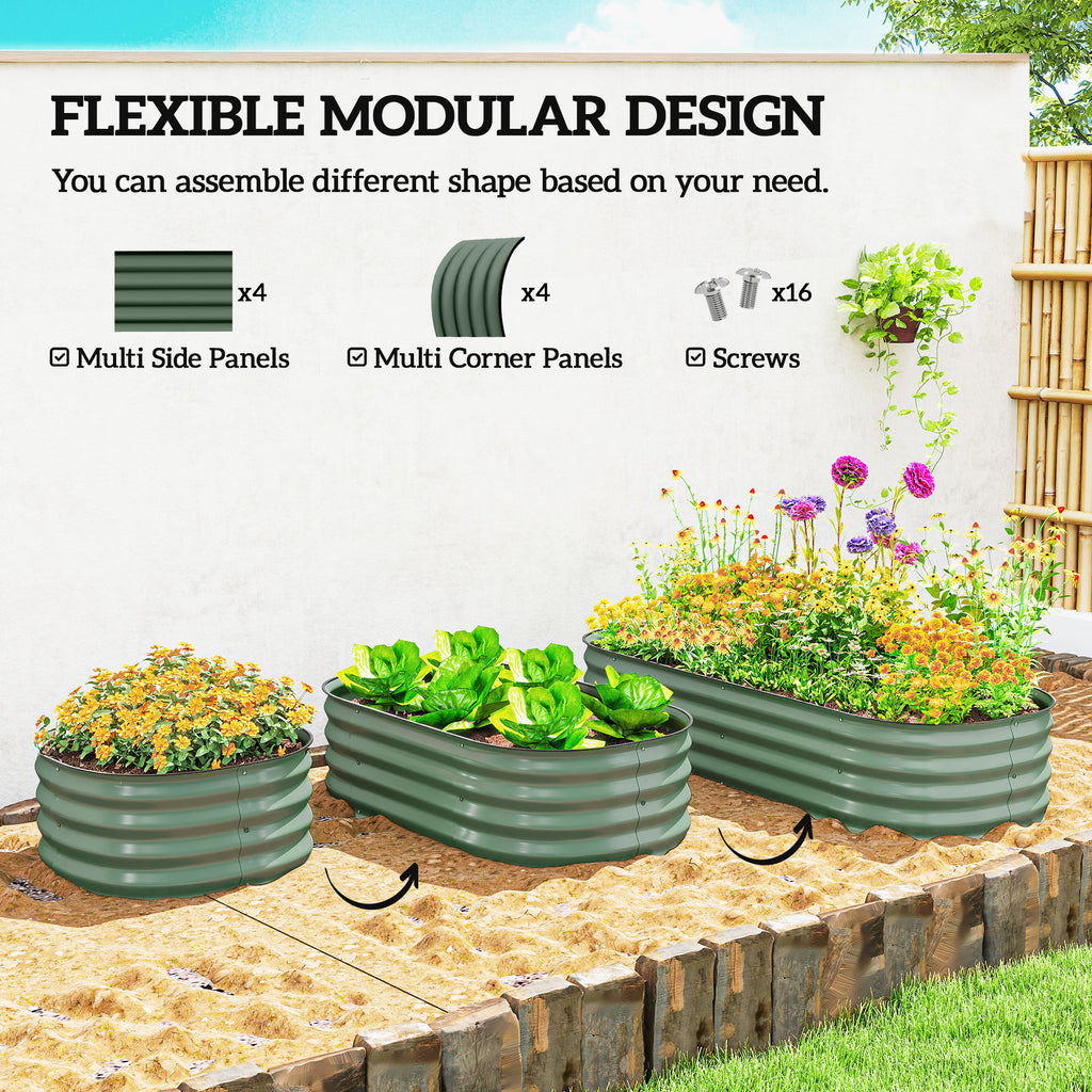 4.9 x 2 x 1ft Galvanized Raised Garden Bed Kit, Metal Planter Box with Safety Edging, Green