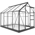 Greenhouse Kit with Rooftop vent, PC Board and Sliding Door, 6.2' x 8.3' x 6.6' Garden Greenhouse, Grey