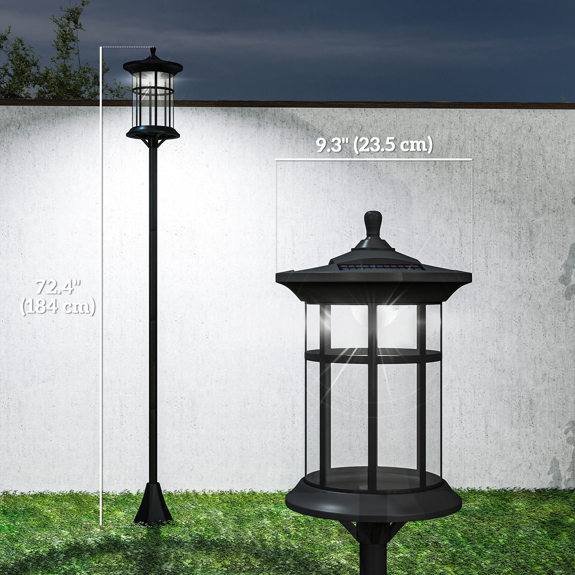 72" Solar Post Light, Cool White LED Outdoor Lamp, Waterproof IP44 for Patio, Garden, Backyard, Pathway, 2 Pack