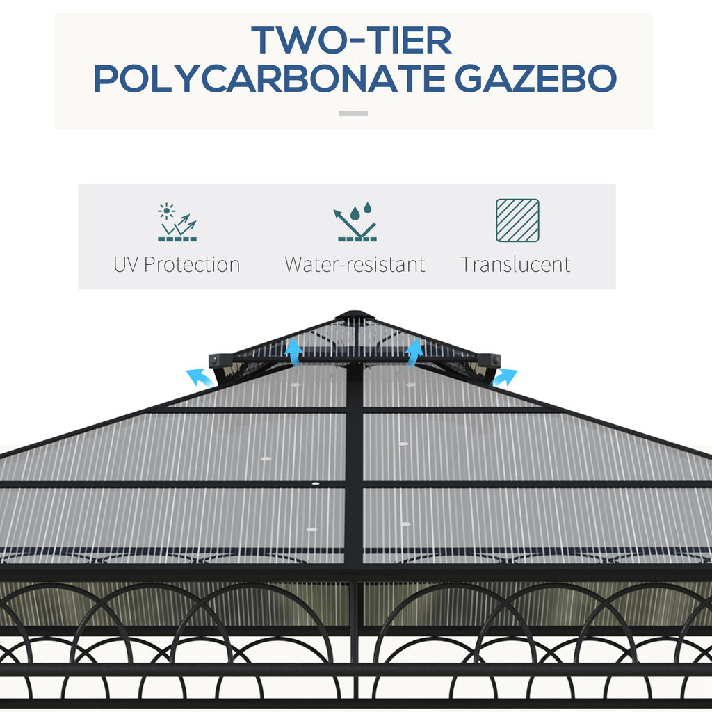 10' x 10' OutdoorÂ Hardtop Gazebo Canopy w/Â Double PC Roof, Steel Frame, Nettings,Â Curtains forÂ GardenÂ LawnÂ Deck, Khaki