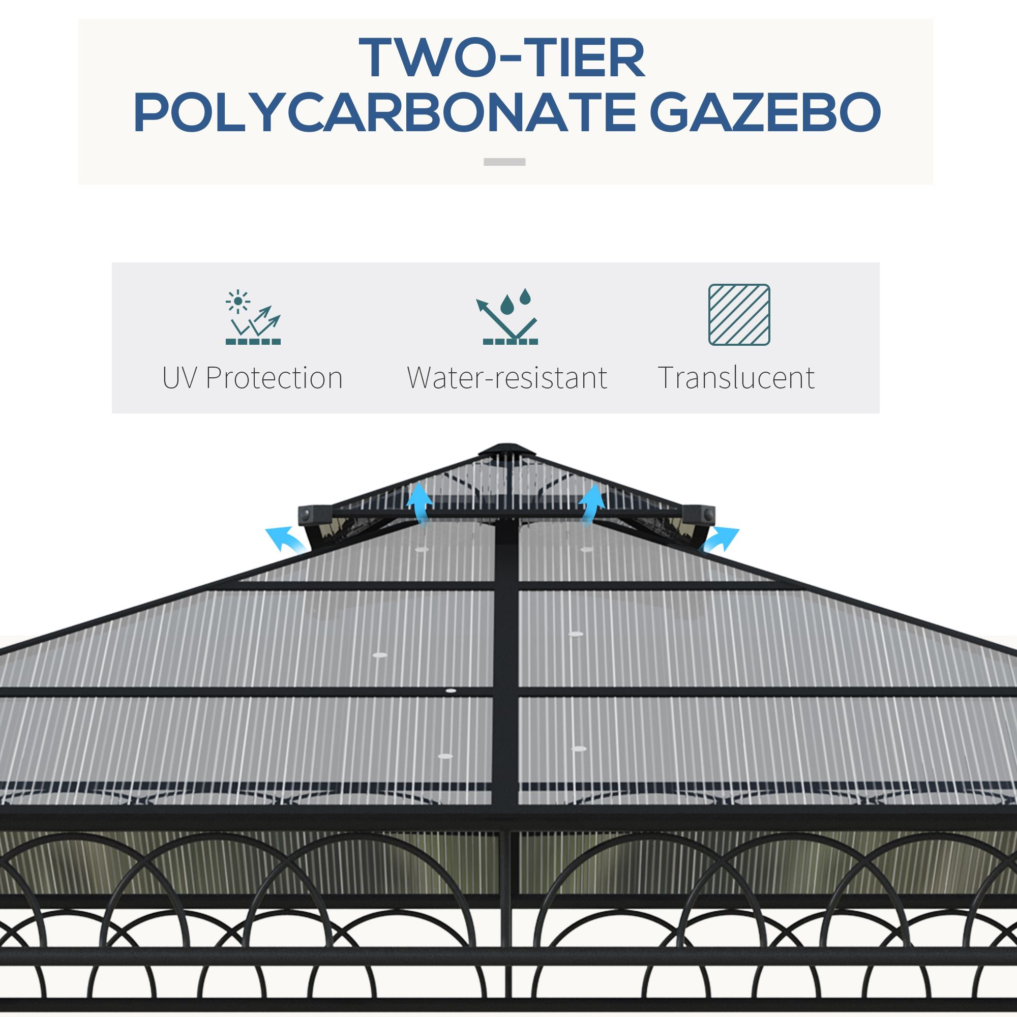 10' x 10' OutdoorÂ Hardtop Gazebo Canopy w/Â Double PC Roof, Steel Frame, Nettings,Â Curtains forÂ GardenÂ LawnÂ Deck, Khaki