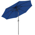 10' x 8' Round Market Umbrella, Patio Umbrella with Crank Handle and Tilt, Outdoor Parasol for Garden, Blue