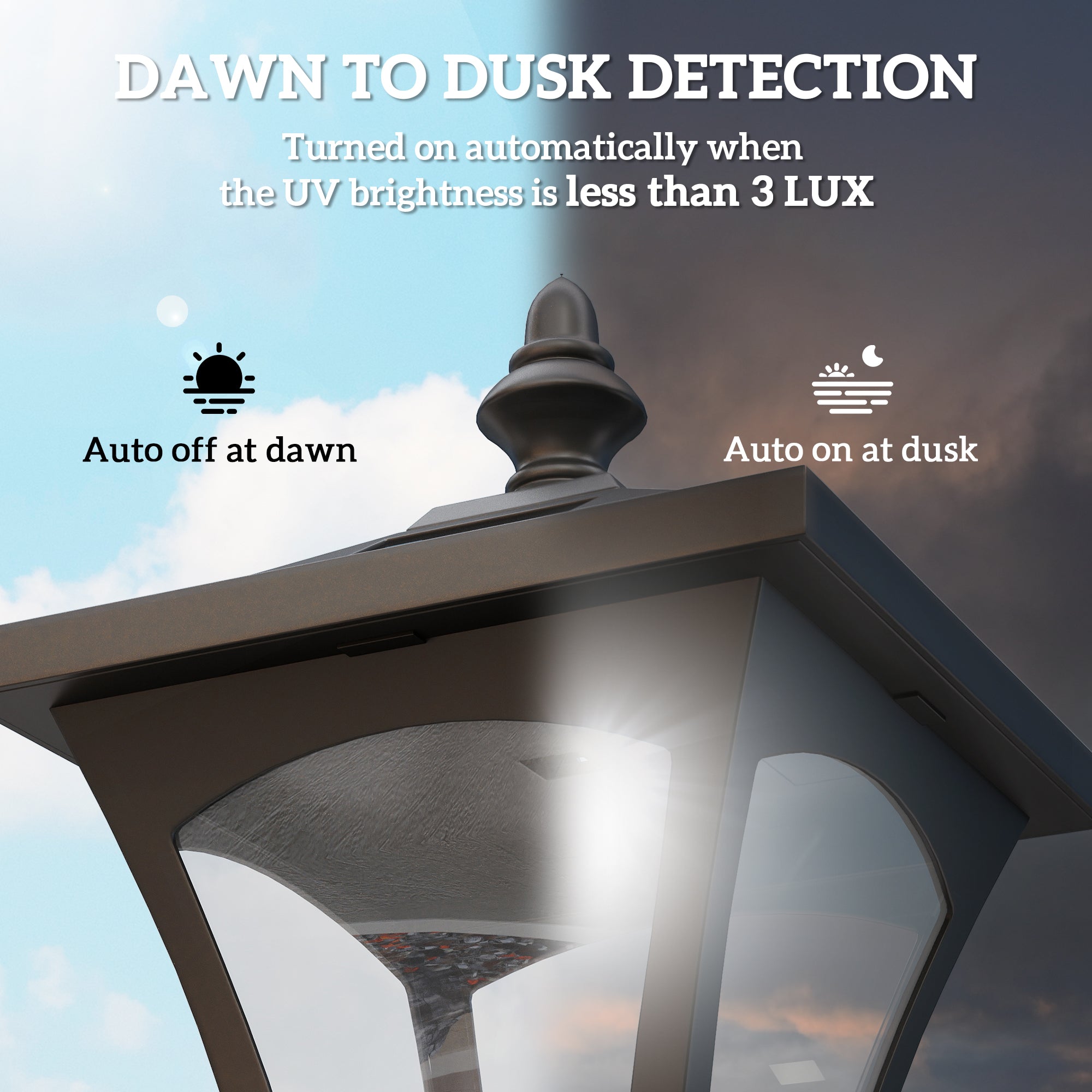 Single Solar Lamp Post Garden Solar-Powered LED Streetlight Style Outdoor Light Waterproof 5-6 Hours with Base for Lawn Pathway Walkway 47"H, Black