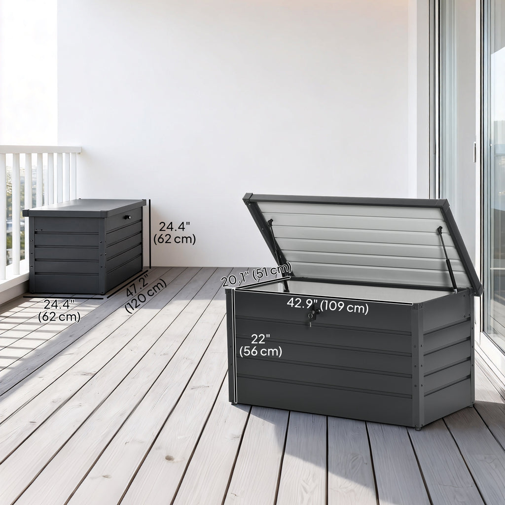 Large Deck Box, Outdoor Storage Container with Lock for Pool Toys, Garden Tools, Furniture and Sports Equipment, Grey