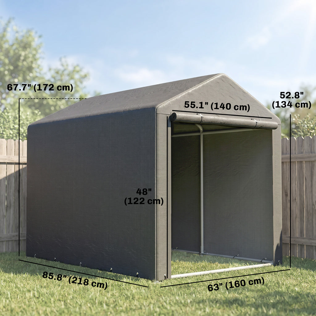 Portable Bicycle Shed with Galvanised Steel Frame and Large Door, Waterproof Outdoor Shed for Garden Tools, Dark Grey