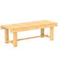 43" Wood Outdoor Bench, 2 Person Patio Bench, Backless Outdoor Patio Loveseat with Slatted Seat for Park, Backyard, Lawn, Natural Wood