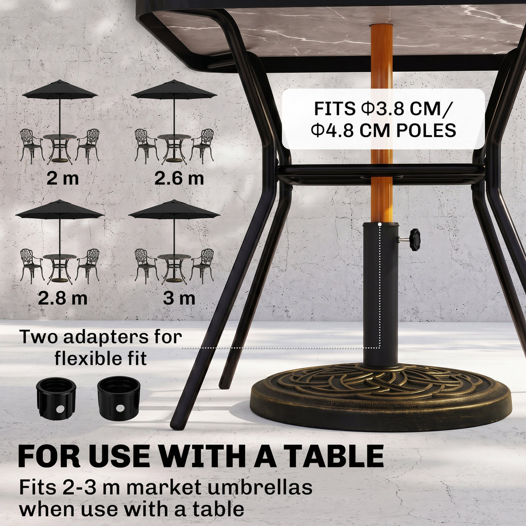 25 lb Heavy Duty Patio Umbrella Base, Round Market Umbrella Stand for Outdoor, Deck, Backyard, Garden, Bronze