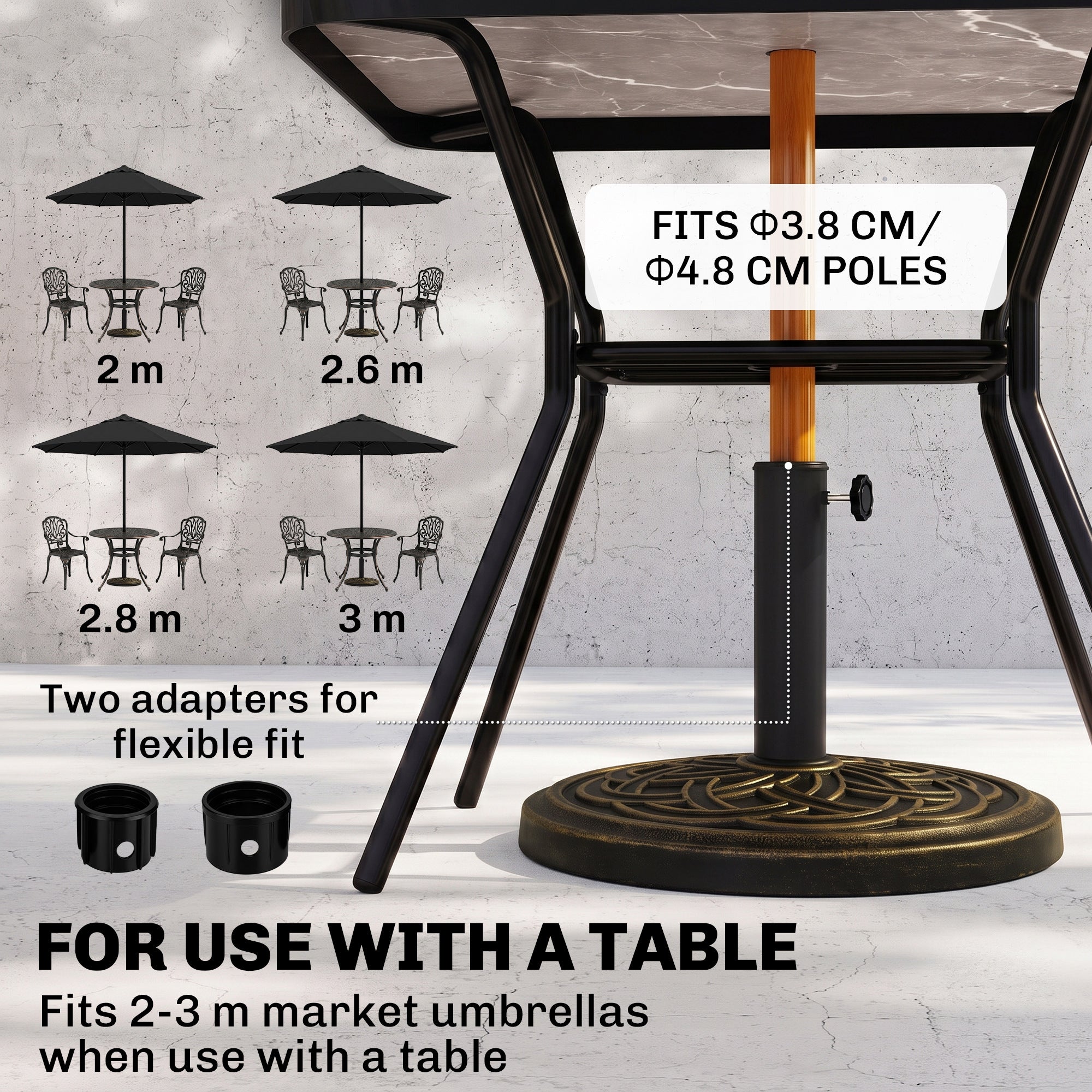 25 lb Heavy Duty Patio Umbrella Base, Round Market Umbrella Stand for Outdoor, Deck, Backyard, Garden, Bronze