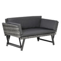 Convertible Wicker Loveseat Grey Patio Chaise Lounge