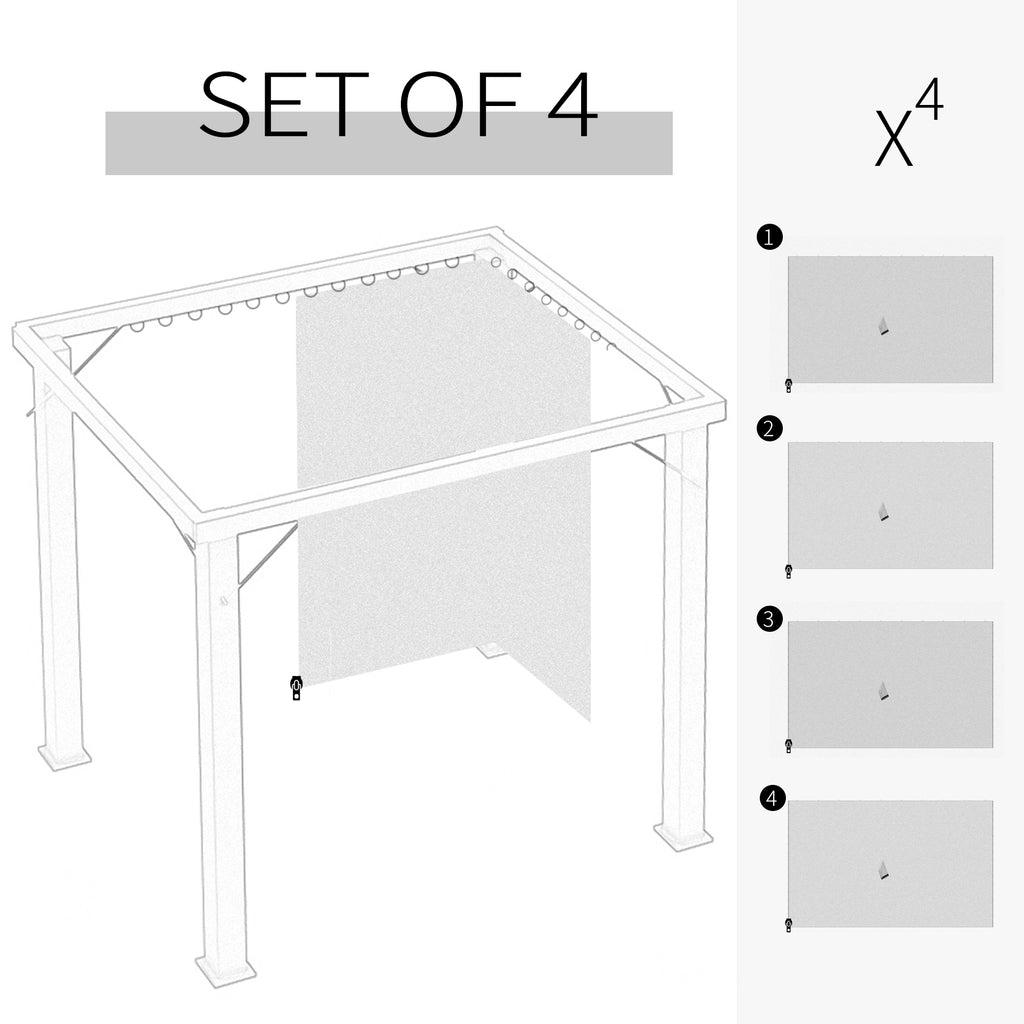 Gazebo Curtains, 10' x 12' Universal Replacement Privacy Curtain, 4-Panels Sidewall with Hooks/C-Rings, Dark Grey