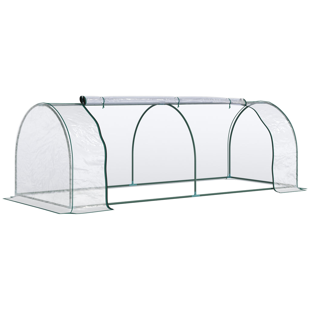 8' x 3' x 2.6' Mini Greenhouse Portable Hot House for Plants with Zippered Doors for Outdoor, Indoor, Garden, Clear