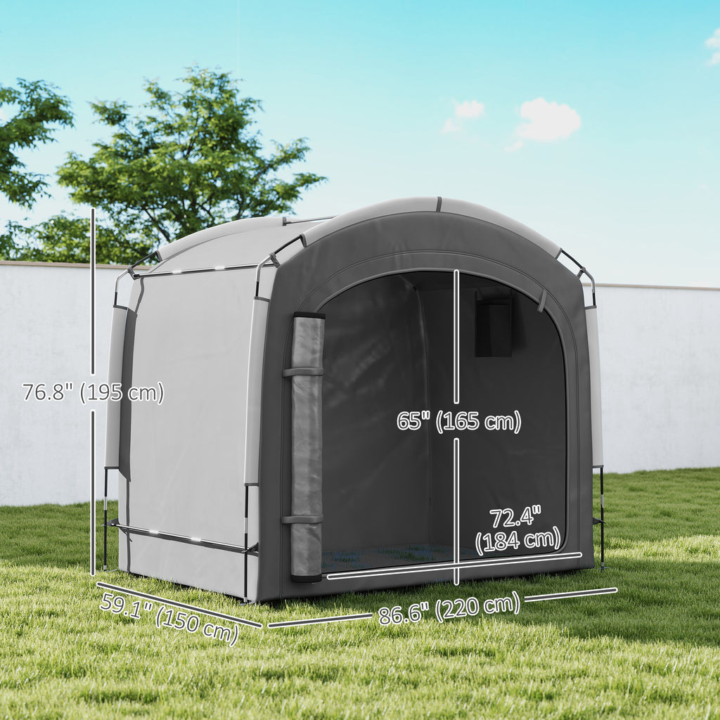 Bike Storage Shed Tent, Portable and Waterproof with 210D Oxford Fabric and Carry Bag for 3-4 Bicycles, Dark Grey