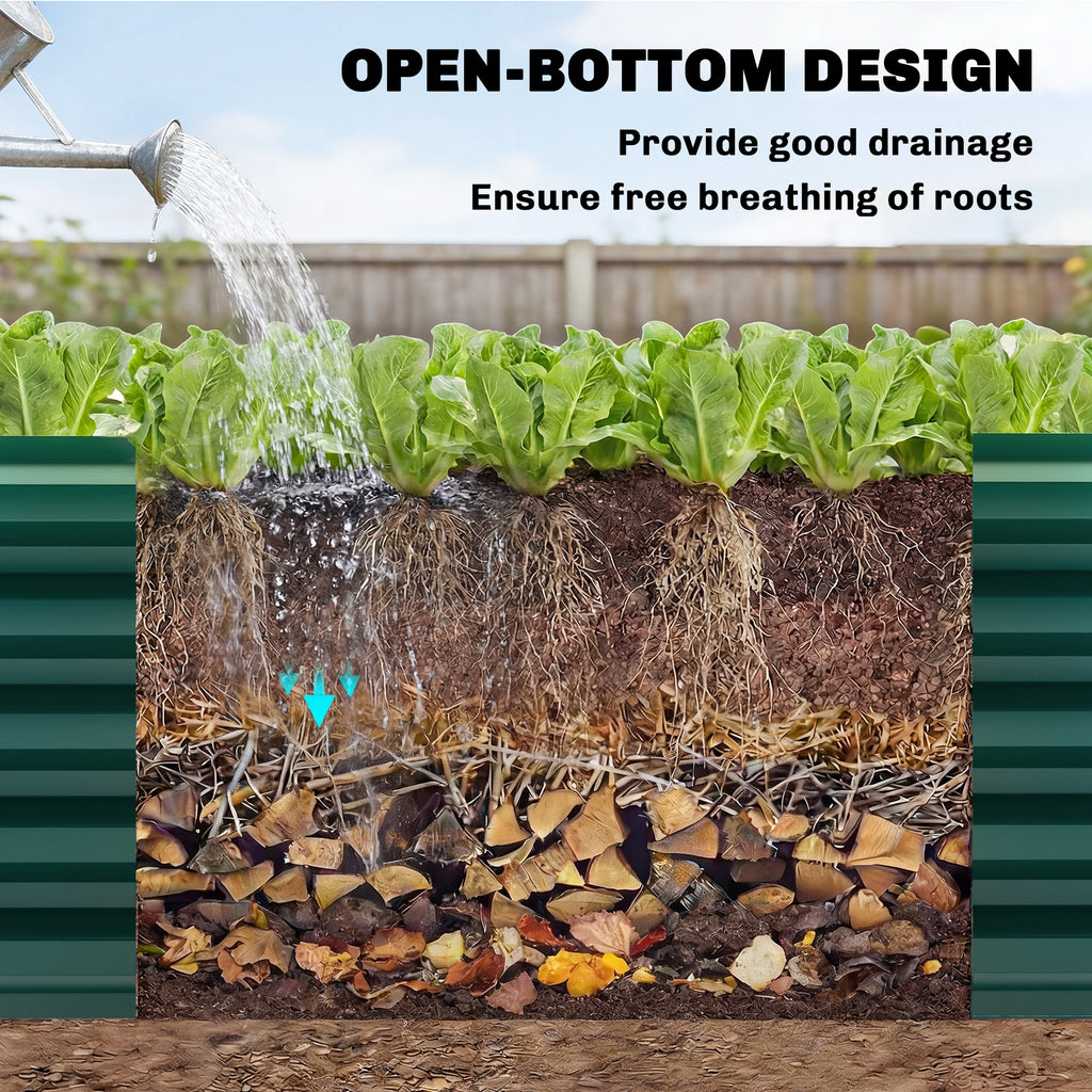 8'x2.6'x1.5' Galvanized Raised Bed, Large Elevated Planter Box for Growing Flowers, Herbs and Vegetables, Green
