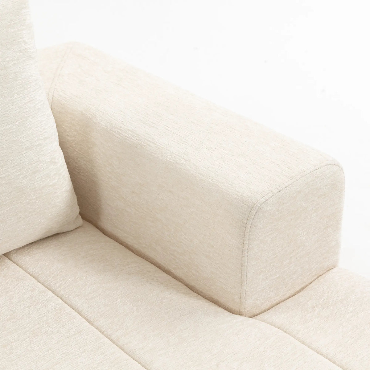 Beige Modular Sectional Sofa with Chaise – 3-Seater Chenille Cloud Couch & L-Shaped Sofa Bed