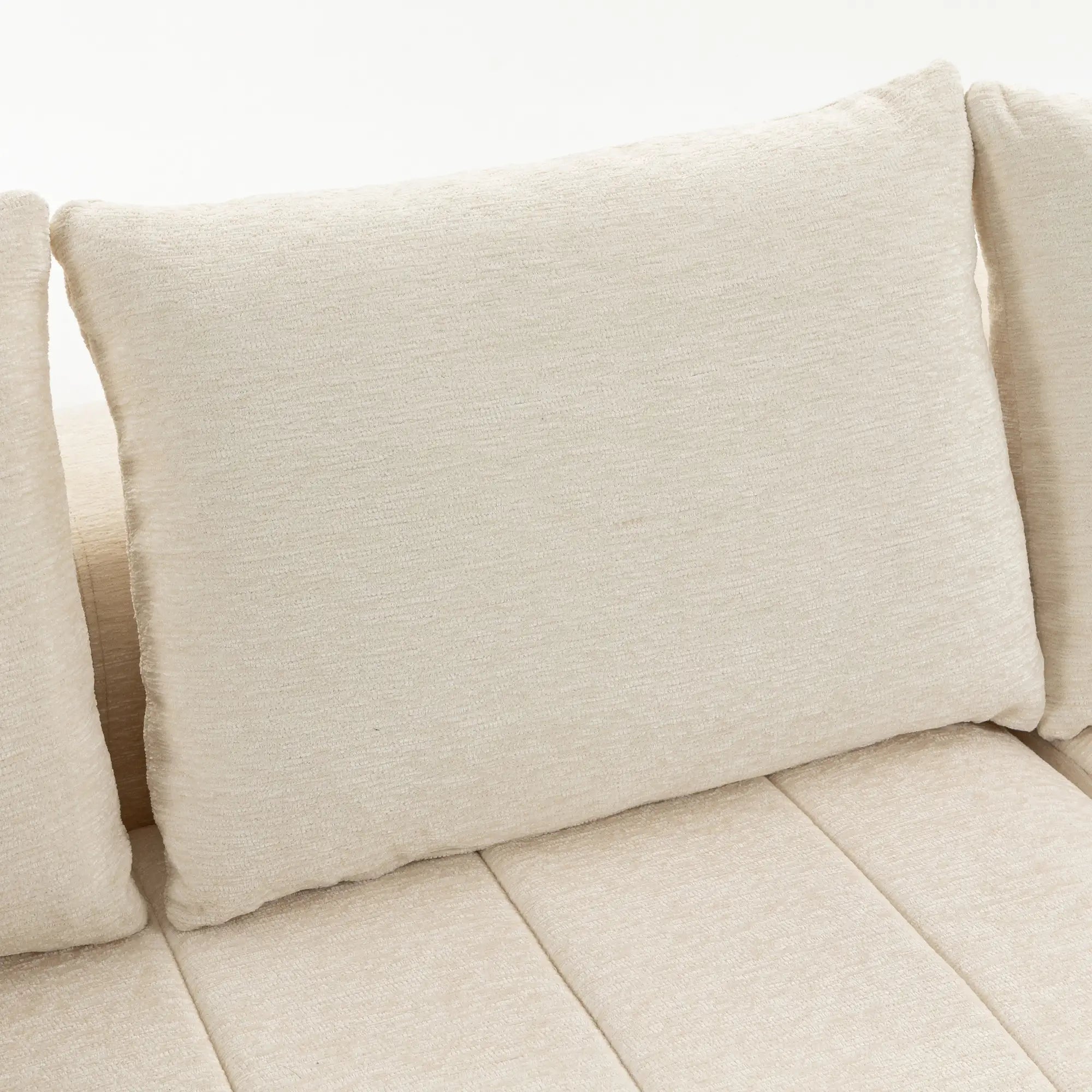 Beige Modular Sectional Sofa with Chaise – 3-Seater Chenille Cloud Couch & L-Shaped Sofa Bed