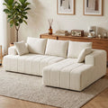 Beige Modular Sectional Sofa with Chaise – 3-Seater Chenille Cloud Couch & L-Shaped Sofa Bed