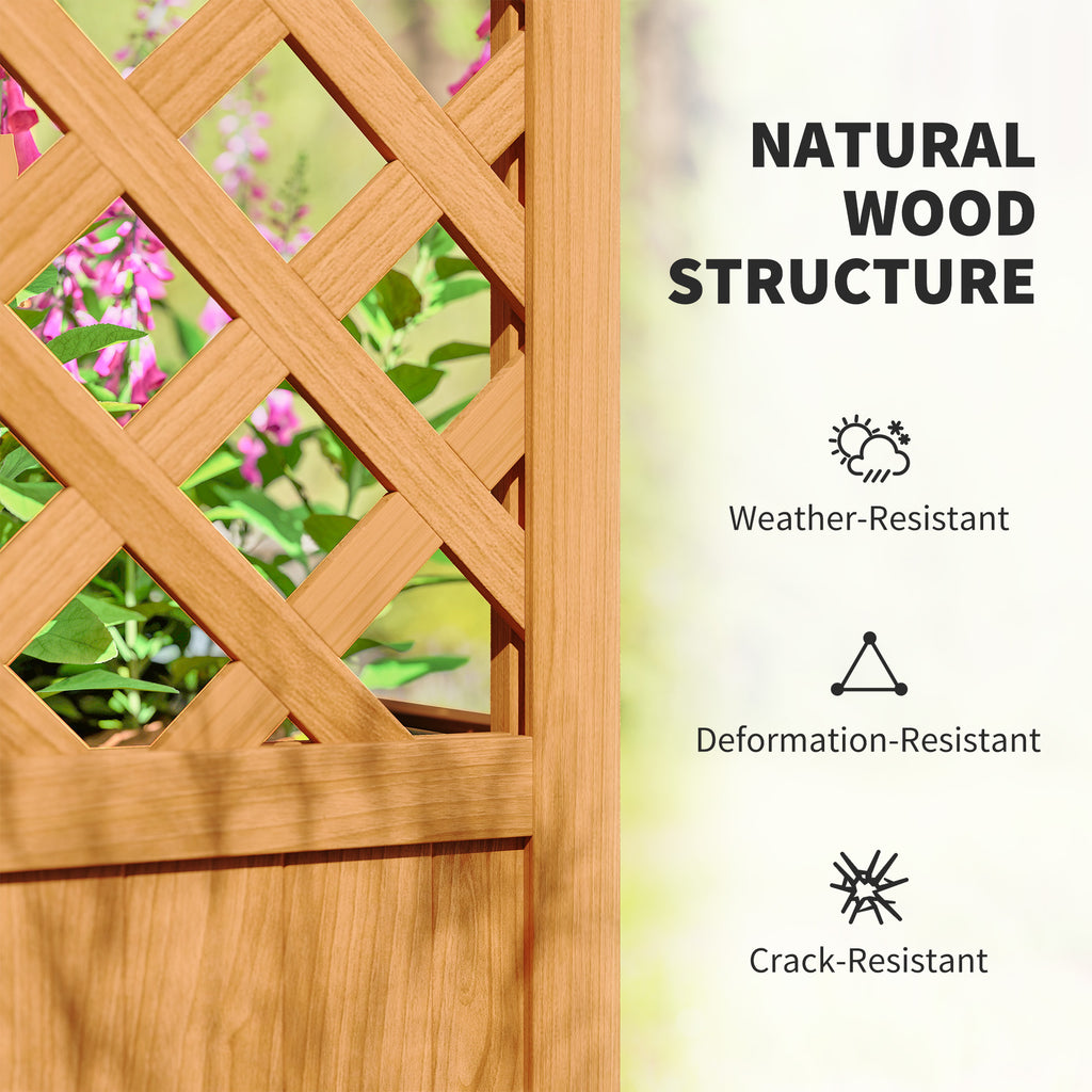Wooden Raised Garden Bed with Arch Trellis, 33" x 14" x 57" Raised Planter Box with Drainage Holes, Trellis Planter for Vine Climbing Plants