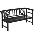 Wooden Outdoor Bench, 3 Person Patio Garden Bench with Diamond Pattern Backrest, Slatted Seat, 792 LBS Capacity, Black