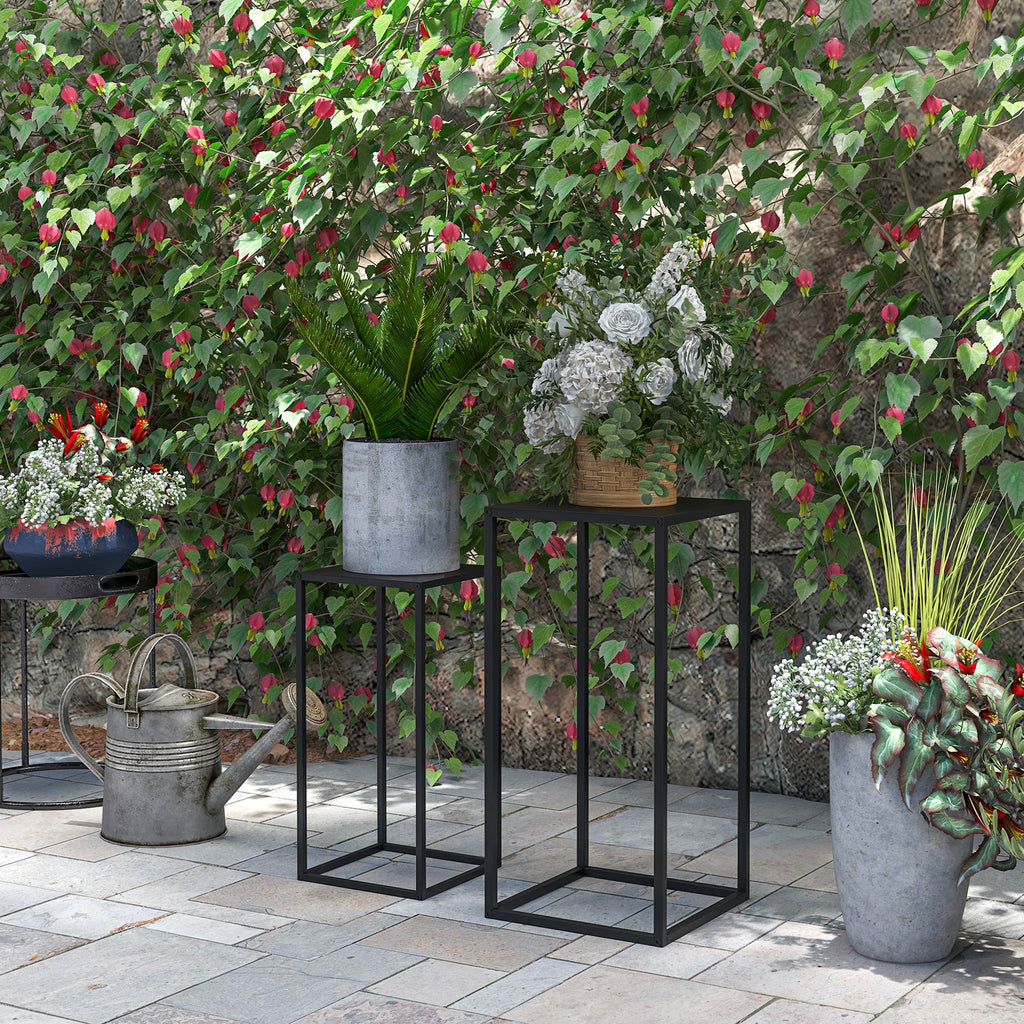 Set of 2 Plant Stands, Decorative Flower Display Holder for Living Room Balcony