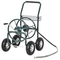 Garden Hose Reel Cart, Portable Hose Organizer with Hose Guide System, 4 Wheels & Storage Basket for Yard, Garden, Farm