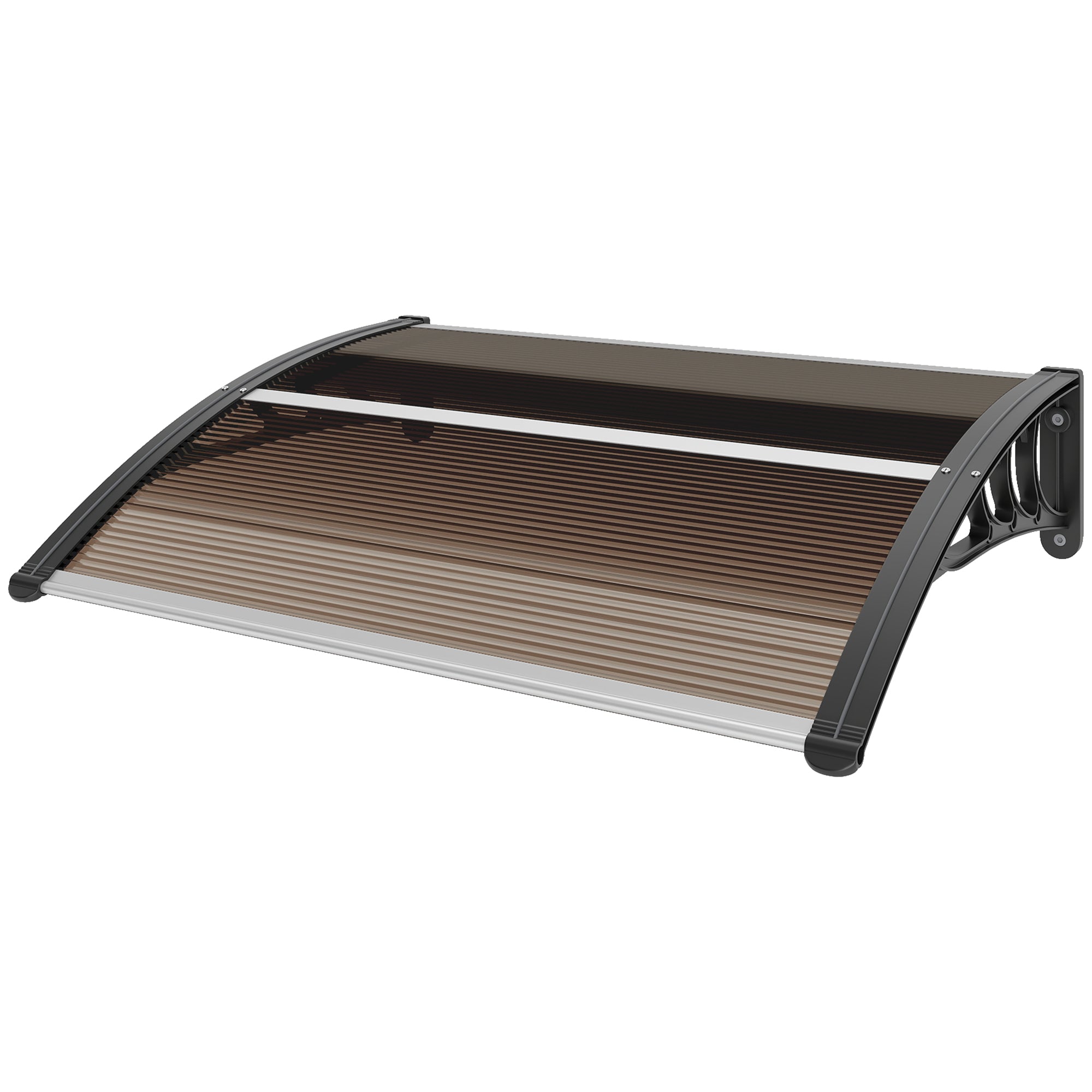 Window Awning Door Canopy, Polycarbonate Cover Patio Awnings, 47" x 30", Brown