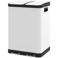 Kitchen Garbage Bin, 2 x 7.9 Gal (2 x 30 L) Trash Can, Soft-Close Garbage Can with Removable Inner Buckets, White