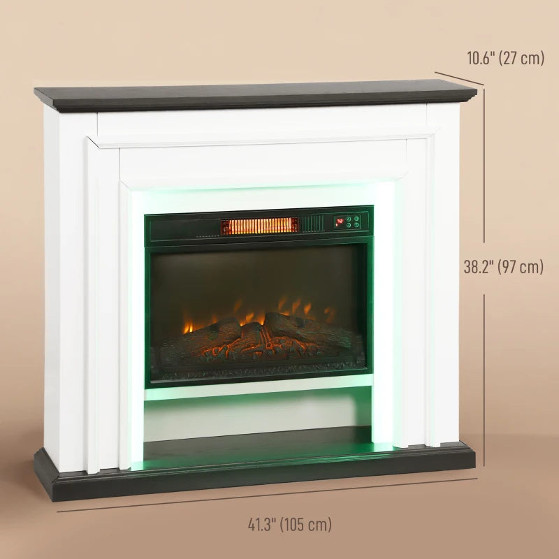 Black and white 41 inch electric fireplace heater with mantel