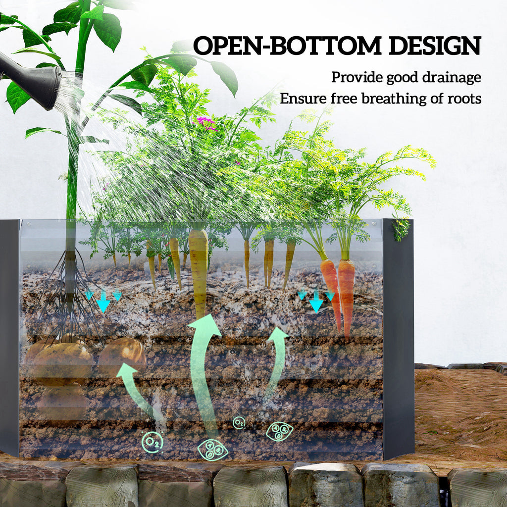 6' x 3' x 2' Raised Garden Bed, Galvanized Planter Box for Growing Flowers, Herbs and Vegetables, Dark Grey