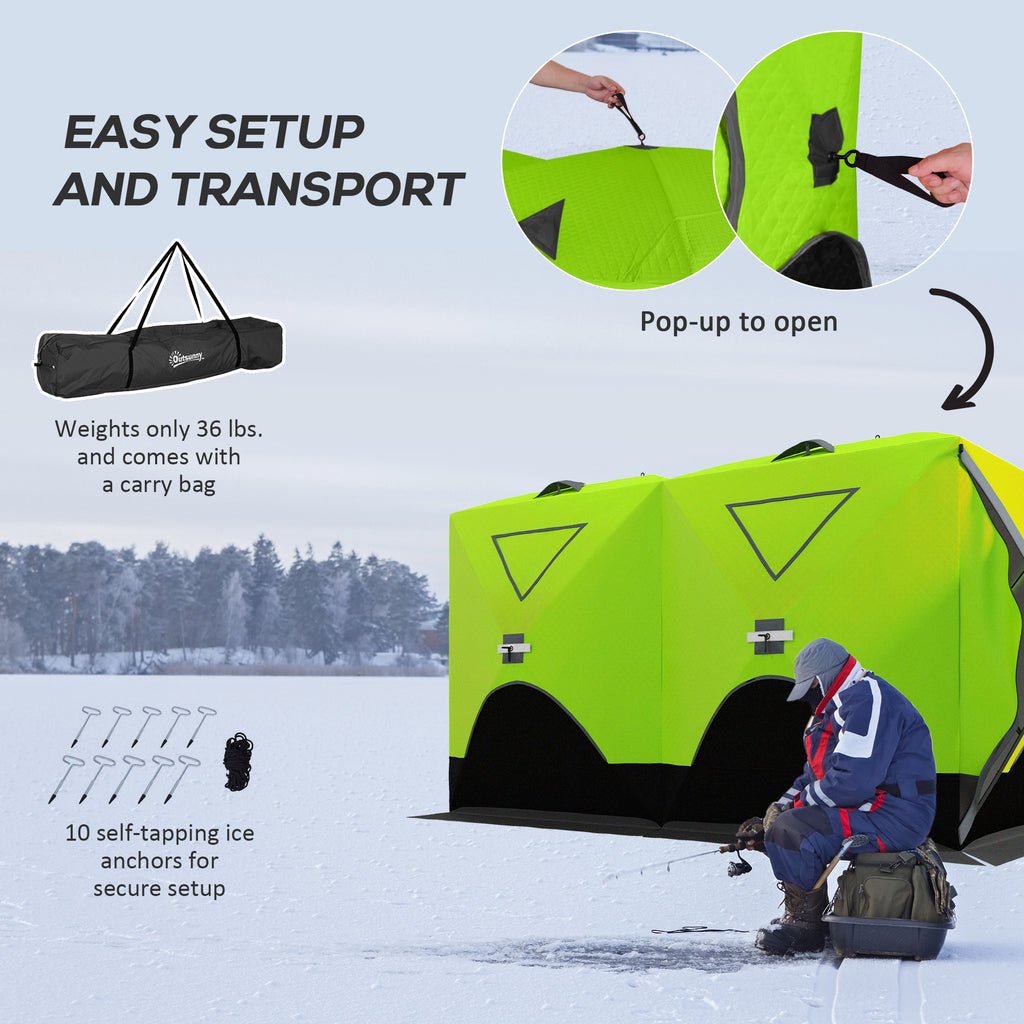 5-8 Person Insulated Ice Fishing Tent Shelter with Ventilation Windows and Carry Bag, for -22â„‰, Green