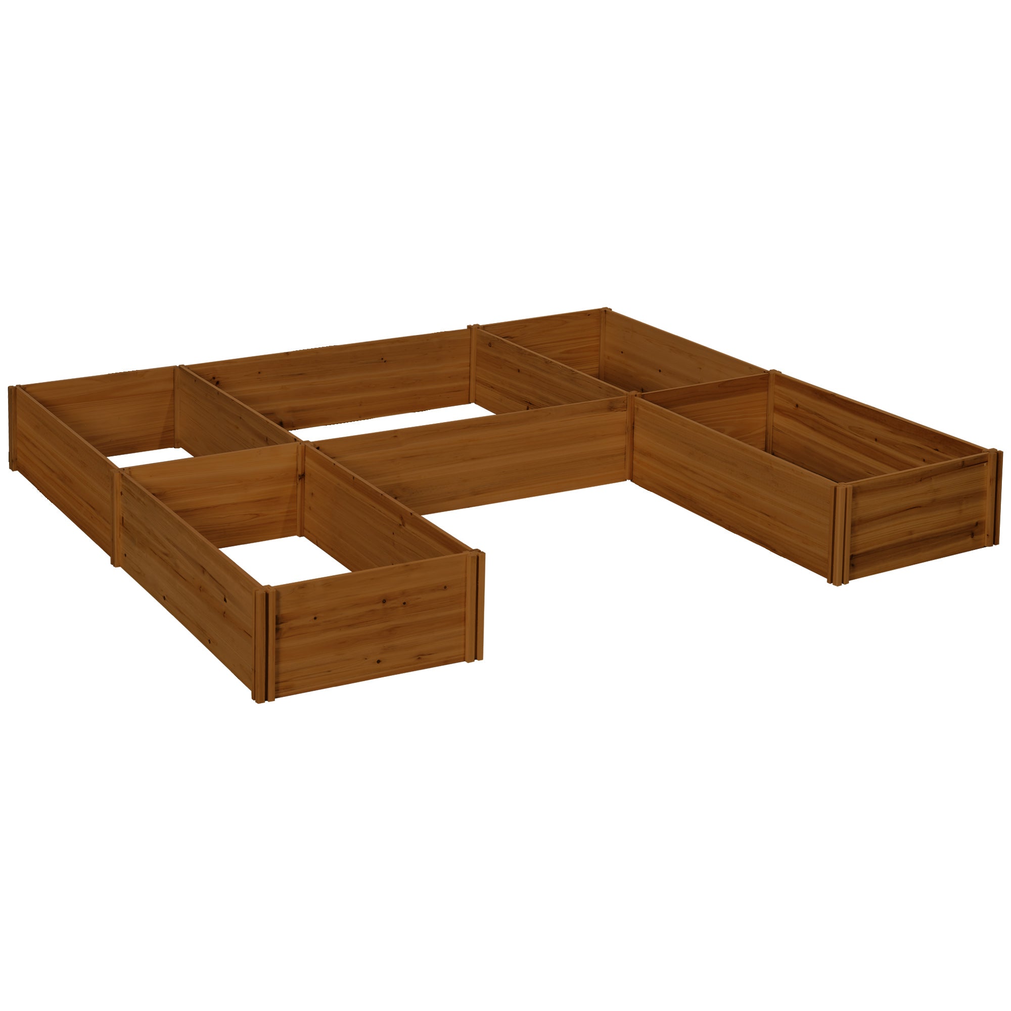 DIY 5-box Garden Planter with Open Bottom for Outdoor Plants, Vegetables, Flowers, Herbs, Brown