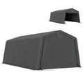 11' x 20' Portable Garage, Heavy Duty Carport Canopy with Ventilation Windows and Large Roll-up Door, Dark Grey