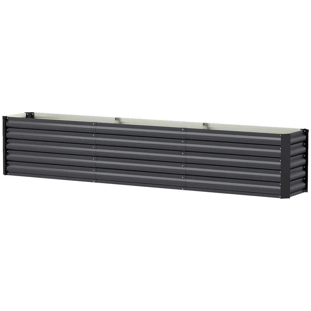 8 x 1.3 x 1.5ft Galvanized Raised Garden Bed, Reinforced Outdoor Planter Box with Open Bottom, Dark Grey