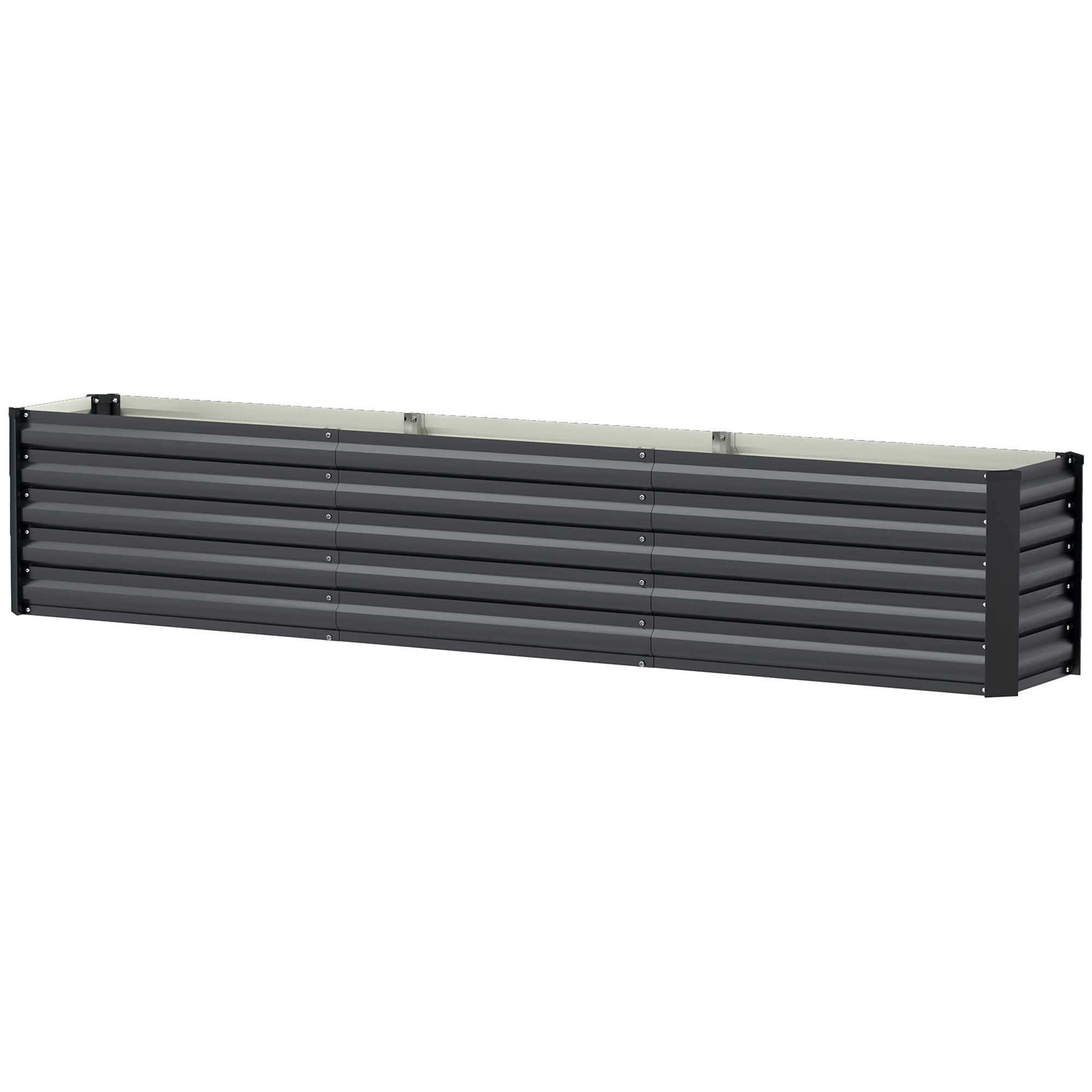 8 x 1.3 x 1.5ft Galvanized Raised Garden Bed, Reinforced Outdoor Planter Box with Open Bottom, Dark Grey
