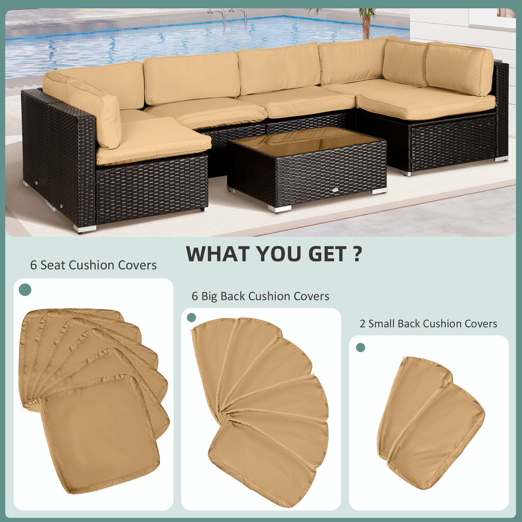 Outdoor 14pc Patio Rattan Sofa Set Cushion Polyester Cover Replacement Set - No Cushion Included Beige