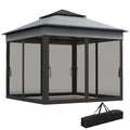 10.7 x 10.7ft Pop Up Gazebo, Adjustable Instant Sun Shelter with UV30+ Roof Cover, Removable Mesh Curtains, Dark Grey