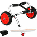 Soozier Kayak Cart, Foldable Canoe Trolley Cart with 10'' Solid Tires, Nonslip Support Foot & Tie-Down Straps, for Kayaks Canoes Paddleboards Float Mats Boats, Aluminum Frame
