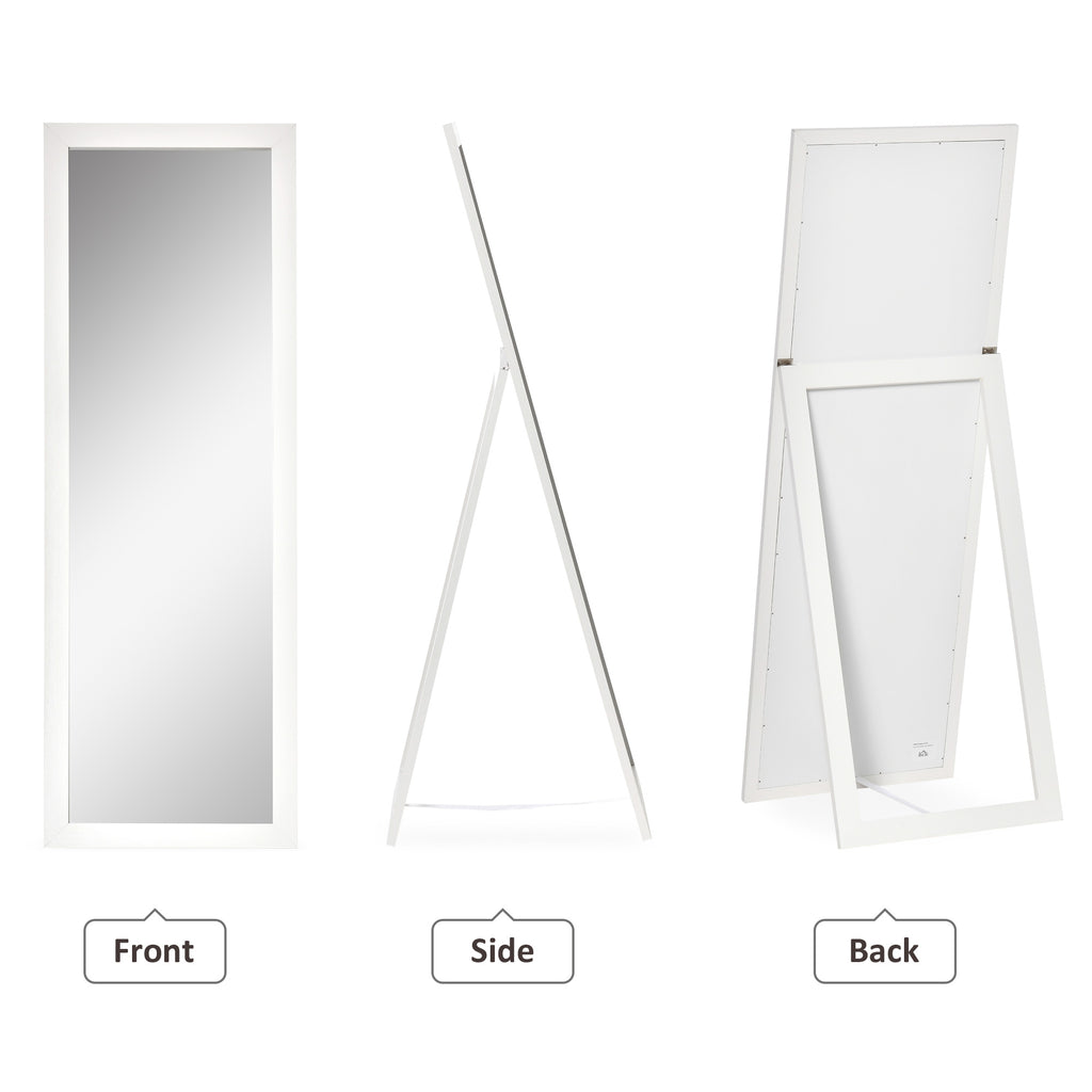 58" x 20" Full Length Mirror with Frame, Floor Standing Mirror, Rectangular Full Body Mirror for Bedroom, Living Room, White