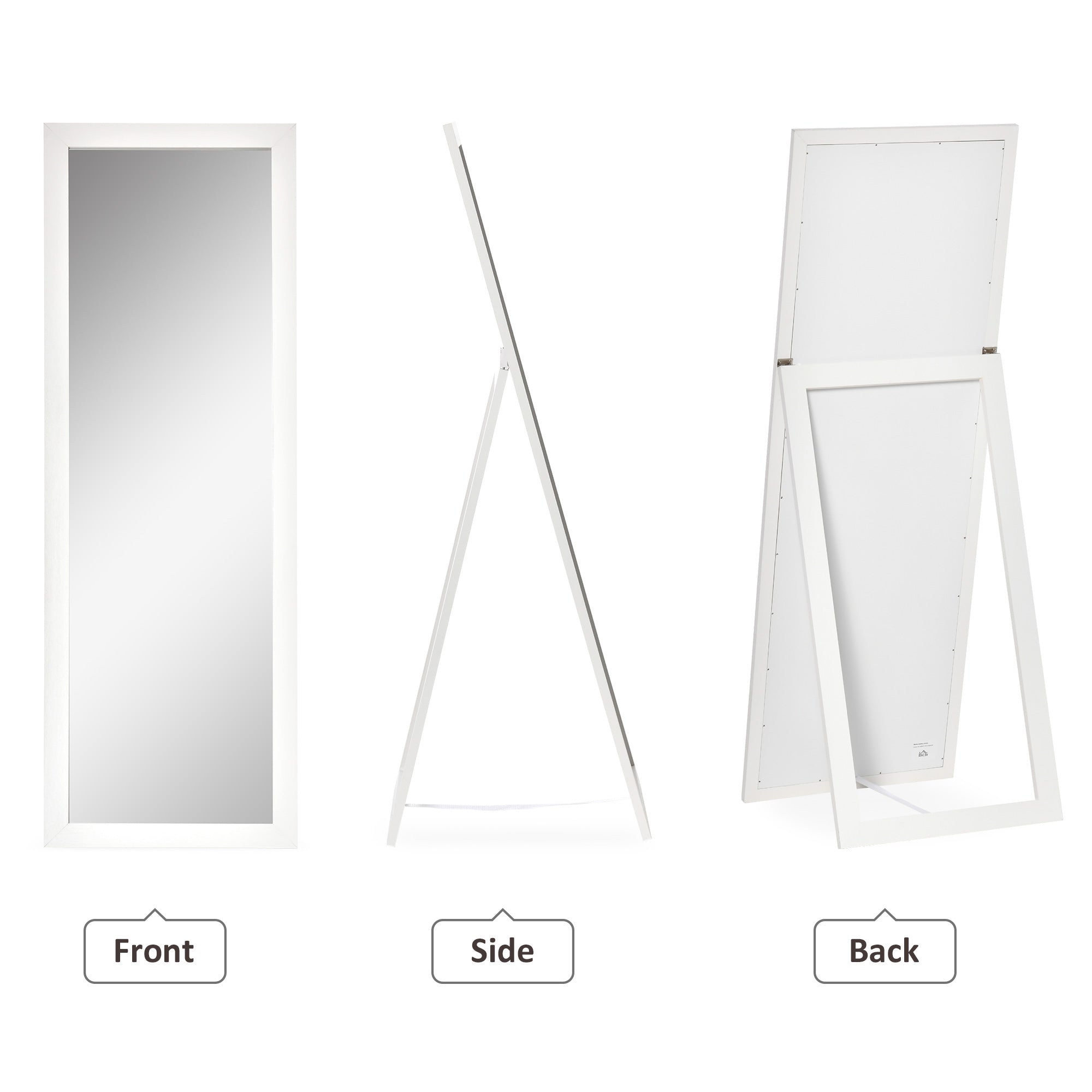58" x 20" Full Length Mirror with Frame, Floor Standing Mirror, Rectangular Full Body Mirror for Bedroom, Living Room, White