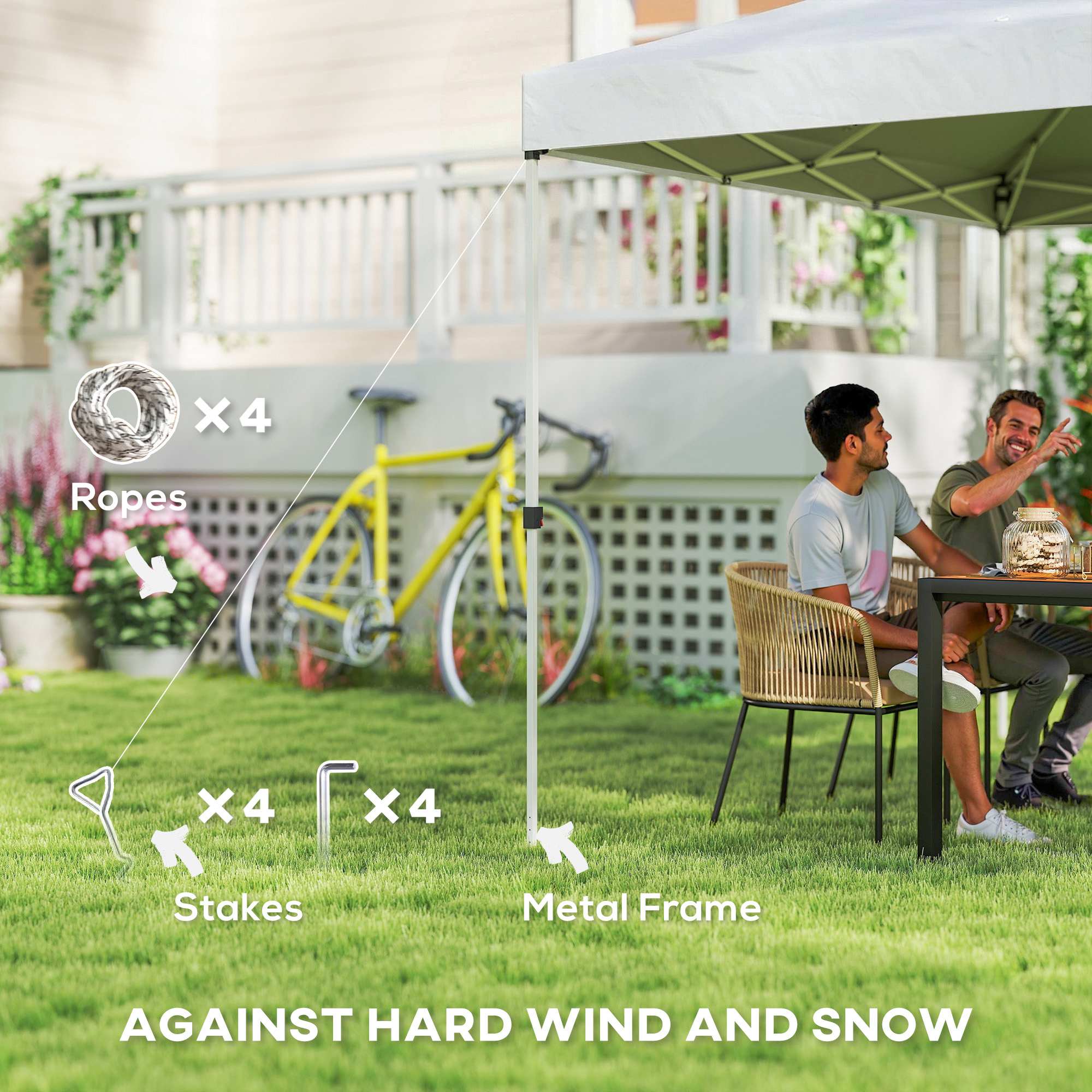 Pop Up Canopy Waterproof Canopy Tent with Carrying Bag for Parties Garden BBQs 9.8' x 9.8' White
