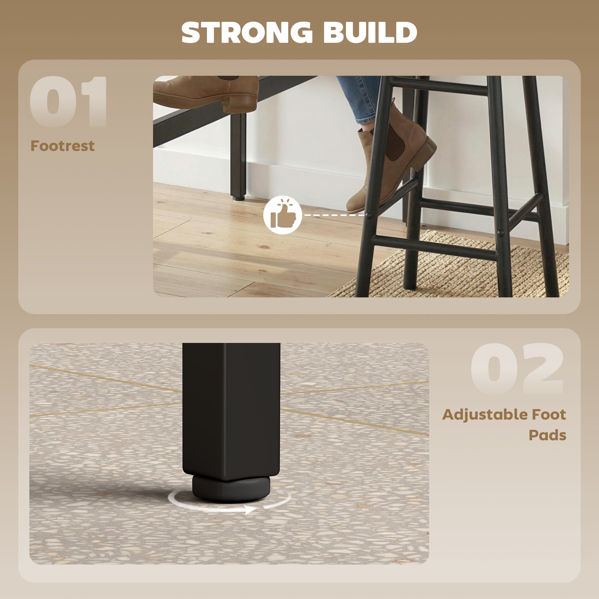 3-Piece Counter Height Bar Table and Chairs, Dining Table and Chairs Set for 2, Pub Table and Chairs