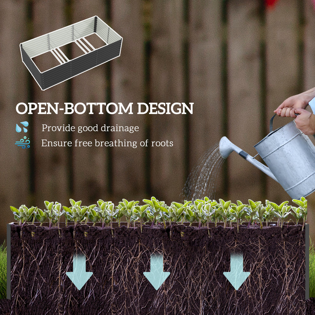 8' x 4' x 2' Raised Garden Bed, Galvanized Planter Box for Growing Flowers, Herbs and Vegetables, Dark Grey
