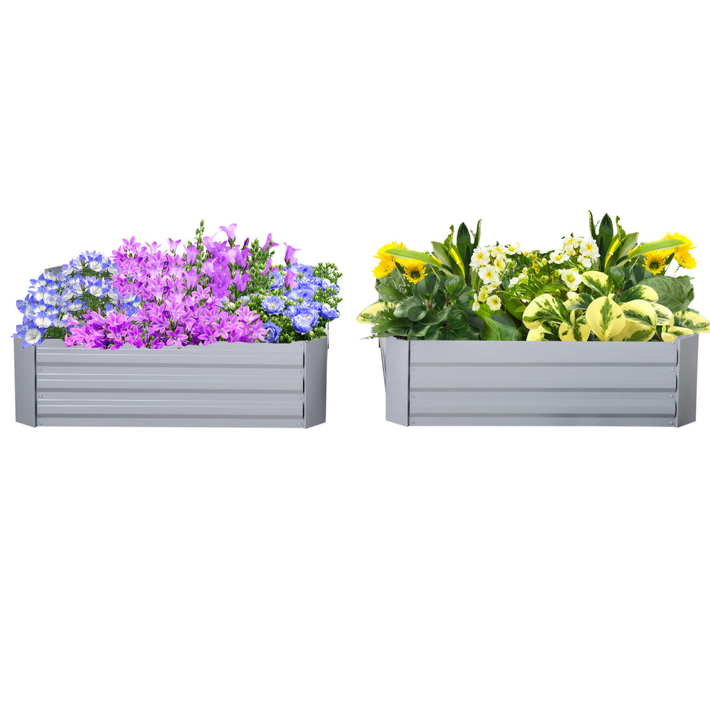 39" x 39" x 12" Set of 2 Raised Garden Bed, Elevated Planter Box with Galvanized Steel Frame for Growing Flowers, Herbs, Succulents, Grey