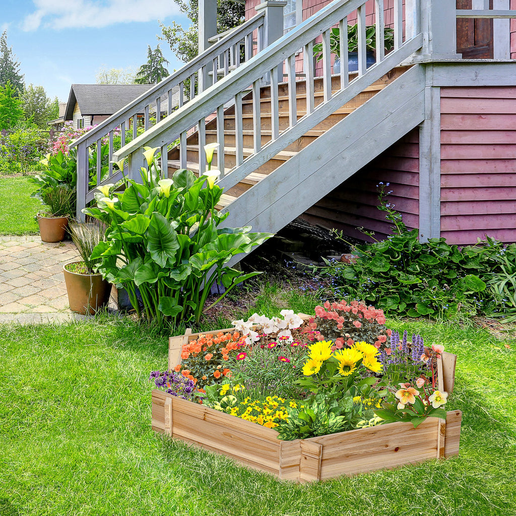 39" x 36" Screwless Hexagon Planter Box, Raised Garden Bed, Herb Garden for Vegetables, Flowers, Natural